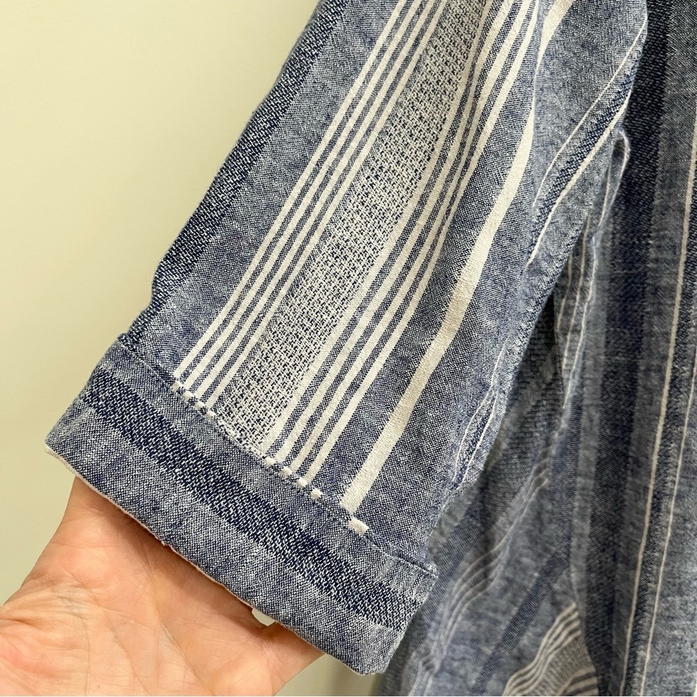 Soft Surroundings Striped Button Down Tunic Top Linen Cotton Blend Size Large - Picture 5 of 9